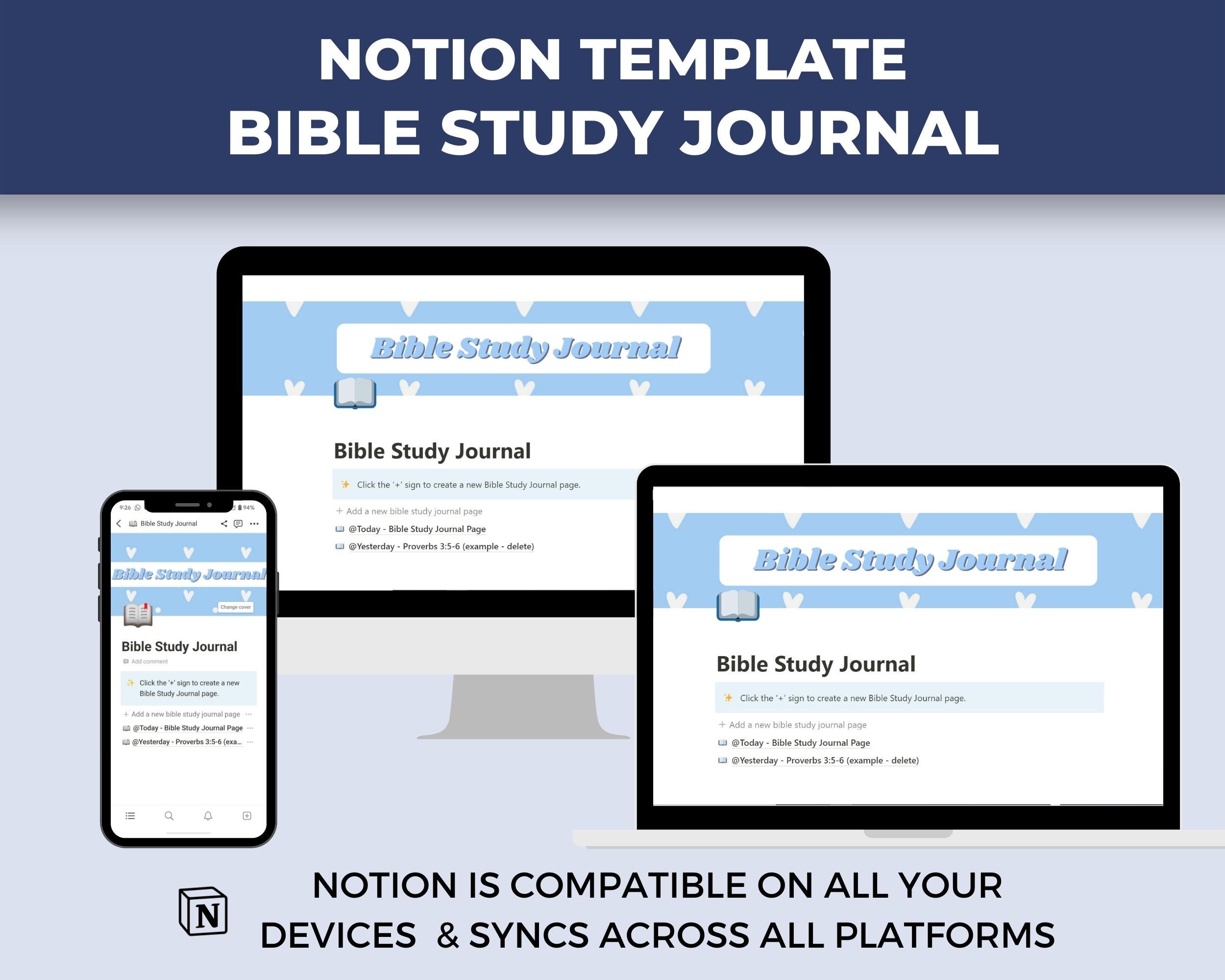 Notion Bible Study Journal, Notion Template, Digital Bible Study