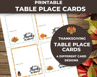 Printable Thanksgiving Place Cards, Orange