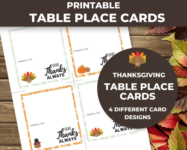 Printable Thanksgiving Place Cards, Orange - Etsy