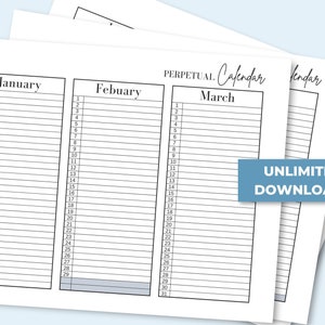 Printable Perpetual Calendar Undated Calendar Printable Year at A Printable Perpetual Calendar Undated Calendar Printable Year at A