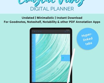 Coastal Vibes Digital Planner, Undated, Minimalistic