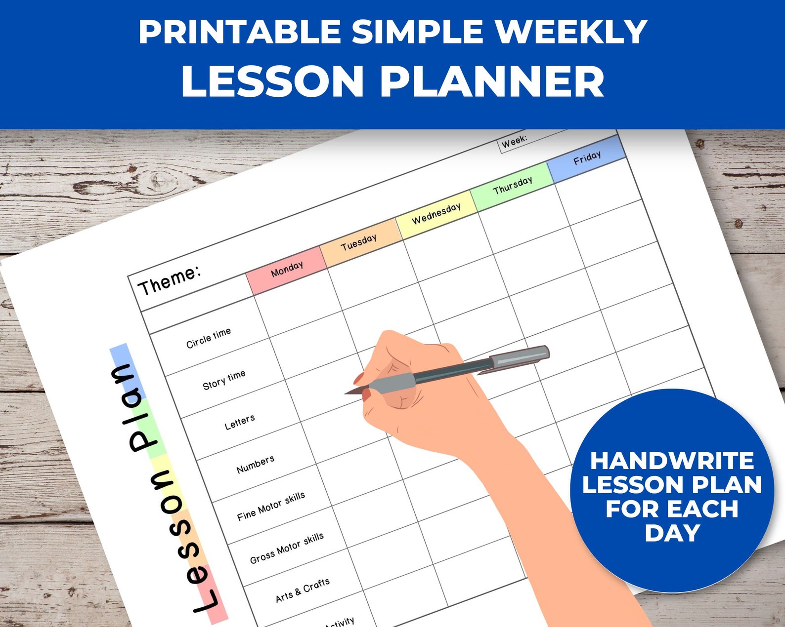 Lesson Plan Template Preschool, Preschool Teacher Planner, Kindergarten ...