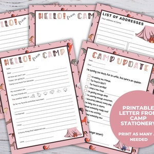 Carta imprimible del campamento, papelería de cartas del campamento, completar la papelería del campamento en blanco, conjunto de escritura de cartas del campamento, carta del caballo del campamento
