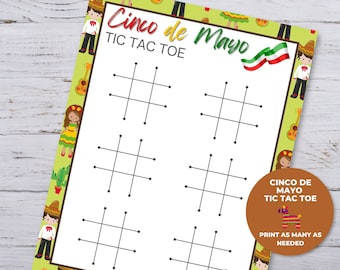 Cinco de Mayo Games, Tic Tac Toe Printable for Kids, Mexican Party Games, Classroom Activities, Mexican Fiesta Games, Printable Party Games