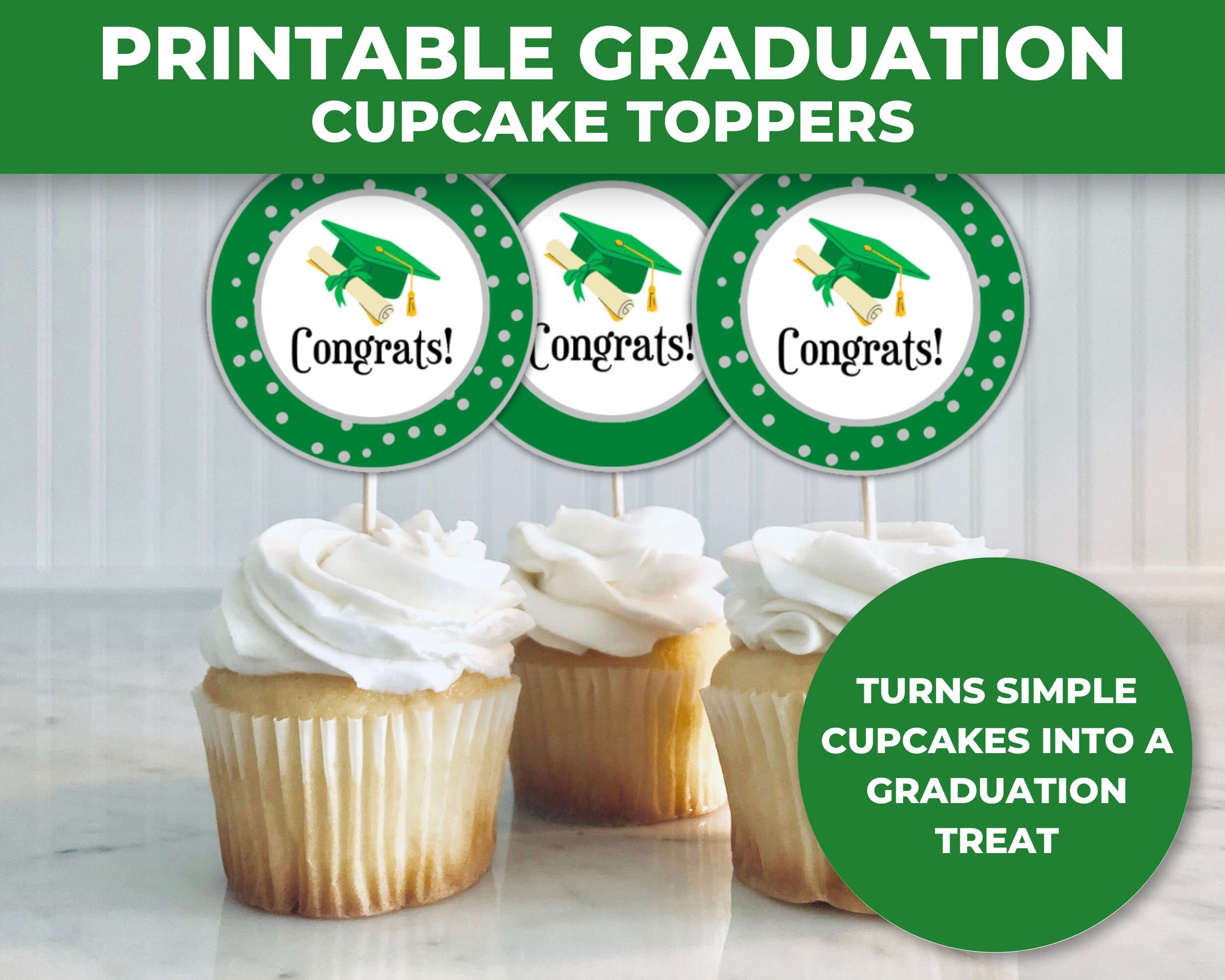 Printable Graduation Cupcake Toppers, Congrats Grad Cupcake Toppers