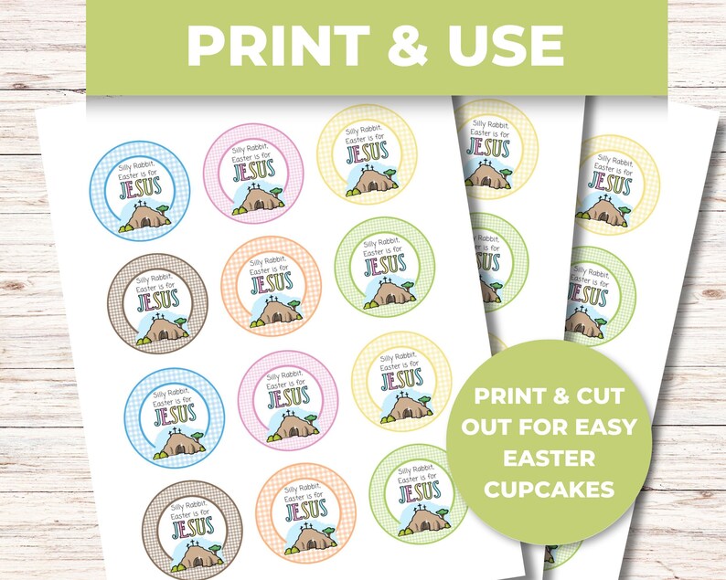 Easter is for Jesus Cupcake Toppers, Printable Easter Cupcake Toppers, Religious Easter Tags image 7