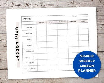 Preschool Teacher Planner, Lesson Plan Template Preschool, Kindergarten Lesson Planner, Weekly Lesson Plan Template, Pre-K Lesson Plan