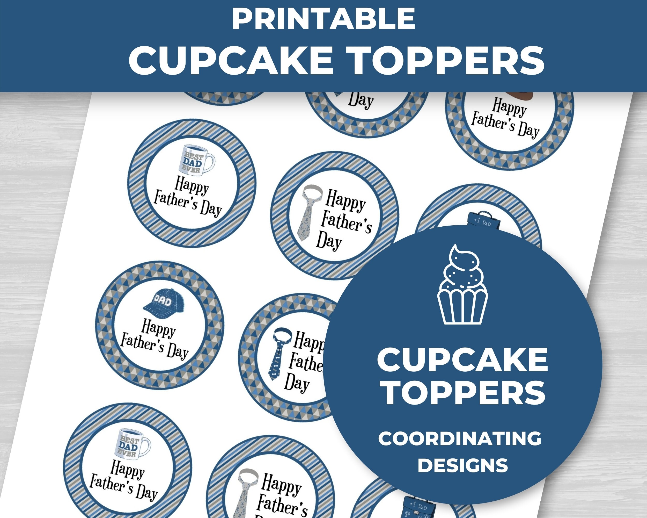 Ercadio 24 Vatertags-Cupcake-Topper – Glitzer-Deko Mit Krawatte, Hut & Schnurrbart Für Kuchen & Desserts