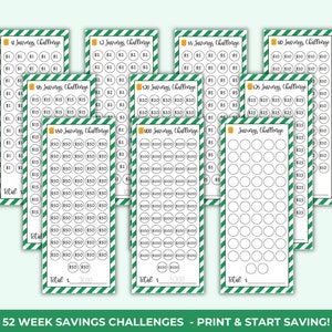 52 Woche Spar-Challenge Printable, Bargeldspar-Challenge, Wöchentlicher Spar-Tracker, Geldspar-Challenge, Bargeld-Umschlag-Beilagen