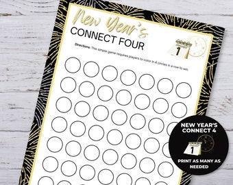 New Year's Connect 4 Game, Printable New Year Game for Kids, Classroom Activity, New Years Party Games