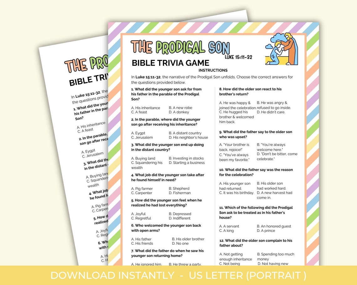 Printable Bible Trivia Game for Kids and Adults - Etsy