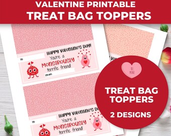 Printable Valentine Monster Treat Bag Toppers