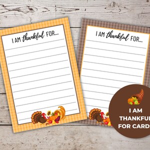 I Am Thankful For Printables, Thanksgiving Gratitude Cards, Thankful For Cards, Give Thanks Card, Printable Thankful Cards