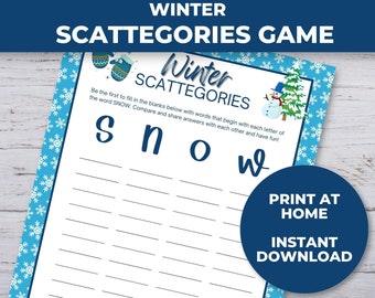 Printable Winter Scattegories Game, Winter Activities for Kids and Adults, Kid Party Games, Classroom Activity, Winter Party Game