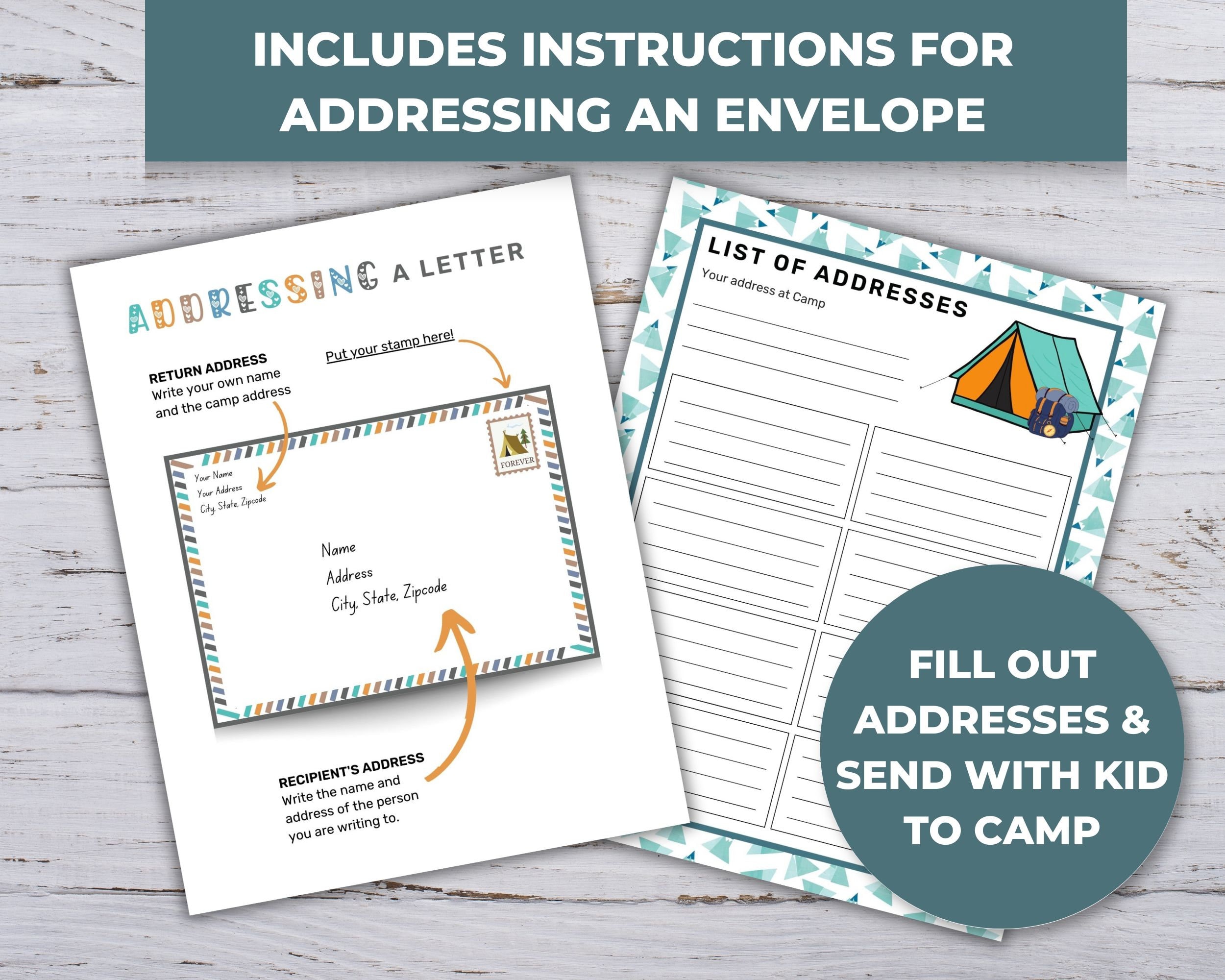 Camp Stationery Printable, Letter From Camp, Camp Letter Printable