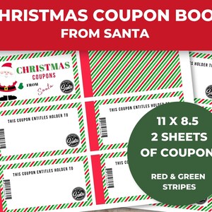 Printable Christmas Coupons from Santa, Christmas Coupon Book, Editable in Canva