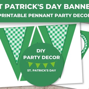 Printable St. Patrick&#39;s Day Pennant Banner, Irish Party Pennant Banner, DIY Party Decor - Instant Download