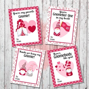 Gnome Valentines Day Card Kid Printable, Printable Gnome Valentine Cards, Classroom Valentines, Preschool Valentines, Cute Valentine Cards