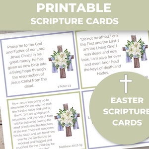 Scripture Cards Printable, Encouragement Bible Verse Card, Scripture Memory Cards, Bible Scripture Cards, Easter Story Bible Verse Cards