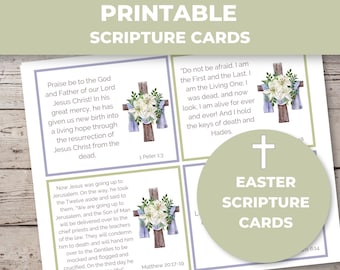 Printable Scripture Cards, Scripture Memory Cards, Bible Scripture Cards, Printable Bible Verse Cards, Easter Story Bible Verse Cards