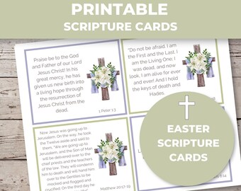 Tarjetas de las Sagradas Escrituras para imprimir, tarjetas con versículos bíblicos de aliento, tarjetas de memoria de las Sagradas Escrituras, tarjetas con versículos bíblicos de la historia de Pascua