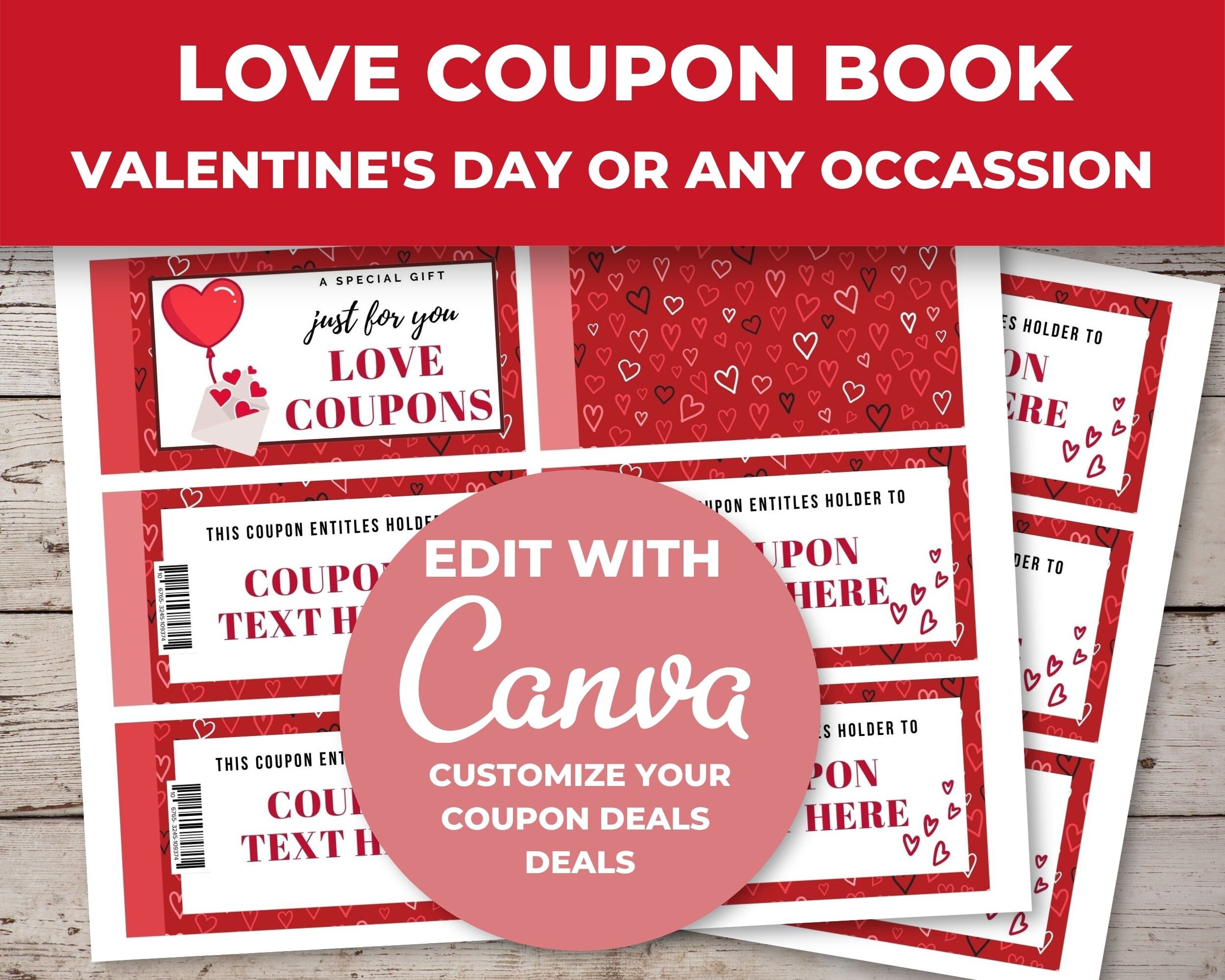 EDITABLE Printable Love Coupons Red Hearts Gift for Him Gift - Etsy 日本