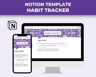 Notion Habit Tracker, Notion Template, Habit Log, Habit Tracker Digital