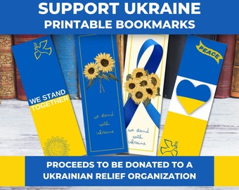 Support Ukraine Printable Bookmark, We Stand With Ukraine, Peace for Ukraine Bookmarks, Digital Download, Printable PDF