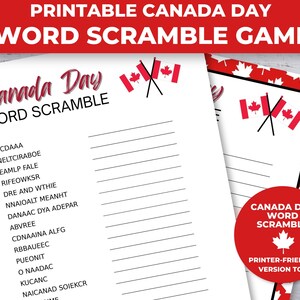 Canada Day Word Scramble, Canada Day Games, July 1st Games, Kids Summer Games, Canada Day Printables, Happy Canada Day Printable Games image 3