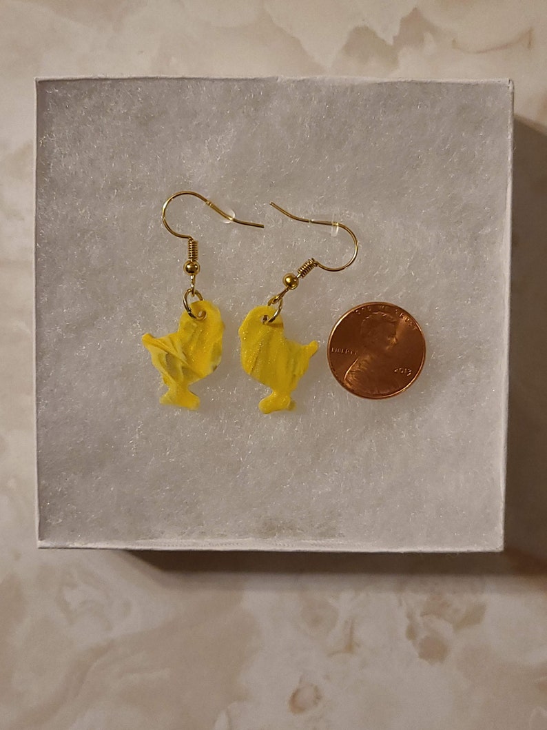 Yellow Marbled Clay Chick Earrings