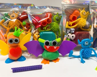 Monster Playdough kit, Construye tu propio kit de monstruos, favores de clase de Halloween, Truco o trato, Rellenadores de bolsas de regalos, regalo de artesanía de Halloween,