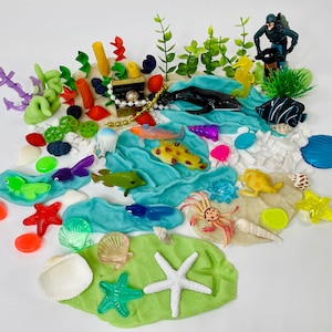 Under the sea playdough kit, under the sea sensory kit, playdough sensory kit, gift for kids, ocean playdough kit, busy kit, playdough kit,