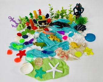 Kit de plastilina bajo el mar, kit sensorial bajo el mar, kit sensorial de plastilina, regalo para niños, kit de plastilina oceánica, kit ocupado, kit de plastilina,