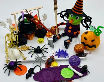 Kit de plastilina de Halloween, kit sensorial de Halloween, kit de plastilina de Halloween, regalo de Halloween, regalo de Halloween, kit artesanal de Halloween, plastilina