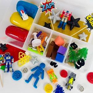 Transformers Playdough Kit, Sensory bin, Kids activity box, Sensory kit, Toddler gift, Transformer party favor, Sensory box, Transformer toy