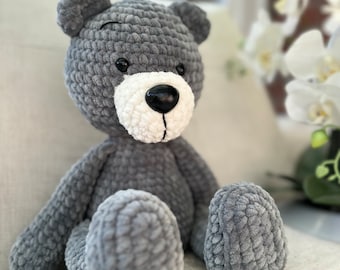 Modello scritto orso peluche grande all'uncinetto / modello orsetto Amigurumi piccolo / progetto Amigurumi facile / modello orso peluche all'uncinetto