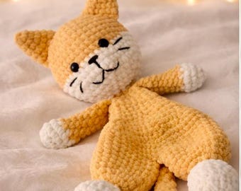 かぎ針編みの猫のぬぐい編み図 – 掛け布団用セキュリティブランケット、PDFパターン