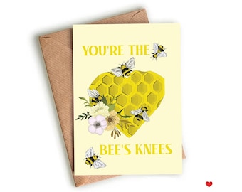 Yellow Bee Illustrated Greetings Card, Mother’s Day Card, Card for Friend, Card for Mum, Card for Mom