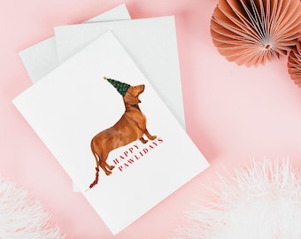 Dog Christmas Card, Illustrated Christmas Card, Dachshund Christmas Card