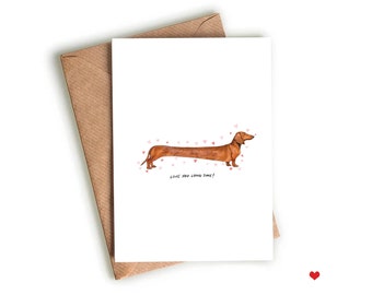 Cute Dog Card, Sausage Dog Valentine's Day Card, Cute Dog Card Valentine's, Valentines Day Dog Card, Dog Love Card, Dog Anniversary Card