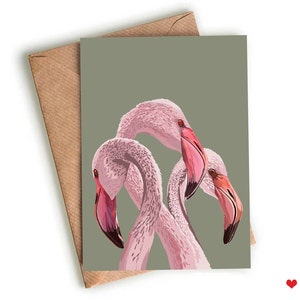 Cartão de felicitações de flamingo, cartão de flamingo rosa, cartão de felicitações em branco, cartão de felicitações de flamingo ilustrado, cartão de felicitações feito à mão, cartão de pássaro