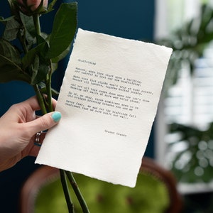Impalcature, poesia di Seamus Heaney - Poesia scritta a mano su carta di cotone con bordo frastagliato, regalo di nozze, lettura di nozze, regalo di anniversario