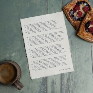 SE, poesia di Rudyard Kipling - Poesia scritta a mano su carta di cotone con bordo frastagliato, regalo per neomamme, regalo per neonato, regalo di compleanno