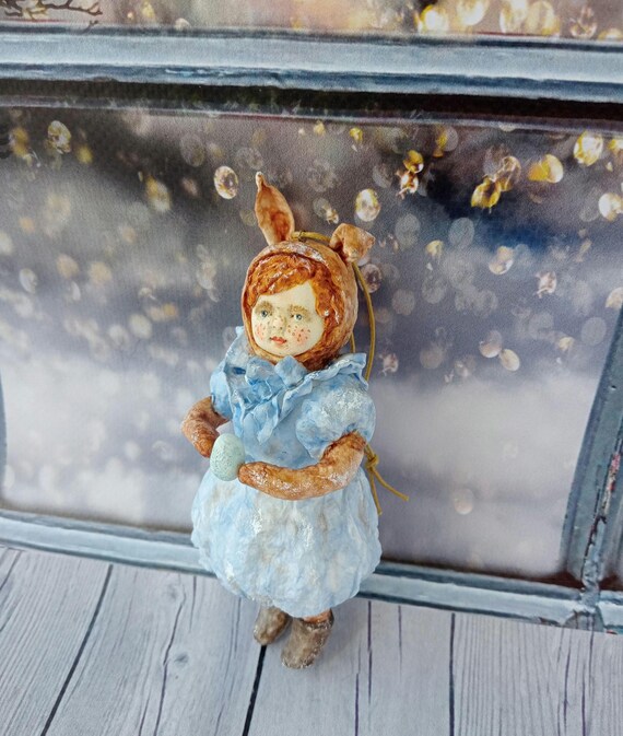Handmade Spun Cotton Bunny Doll, Easter Ornament - Etsy