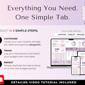 Easy Budget Planner for Beginners Excel/Google Sheets Template Simple Digital Finance Spreadsheet Monthly Paycheck Spending Savings Tracker image 2