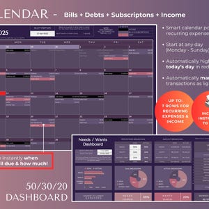 Ultimate Annual Budget Planner Google Sheets Financial Planner | Dark Mode Spreadsheet Template image 8