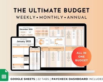 Ultimate Budget Spreadsheet: Google Sheets Financial Planner (Digital Download)