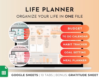 Google Sheets Life Planner: Budget, Task, Habit Tracker (Digital Download)