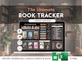 Book Tracker Digital Library Spreadsheet Reading Log List Book Review Reading Challenge Series Book Lover Excel Google Sheets Dark Template product logo