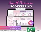 Small Business Bookkeeping Spreadsheet Template Profit Loss Easy Accounting Template Sales Tax Inventory Income Tracker Excel Google Sheets